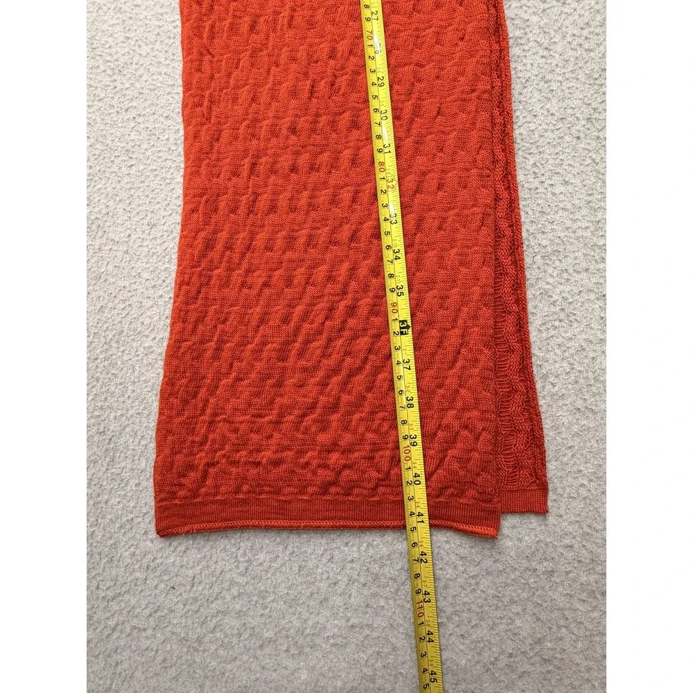 You Young Coveri Scarf Mens One Size Orange Cable Knit Made In Italy Wool Warm